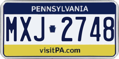 PA license plate MXJ2748