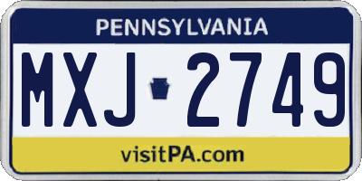 PA license plate MXJ2749