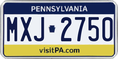 PA license plate MXJ2750