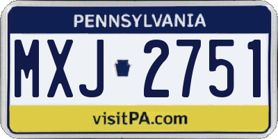 PA license plate MXJ2751