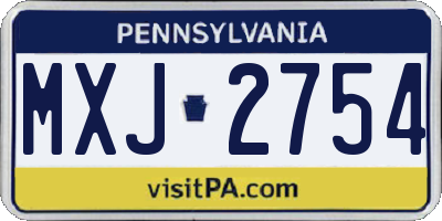 PA license plate MXJ2754