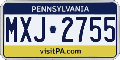 PA license plate MXJ2755