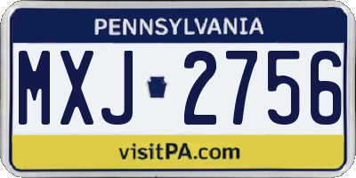 PA license plate MXJ2756