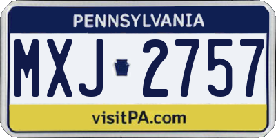 PA license plate MXJ2757