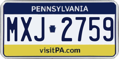 PA license plate MXJ2759