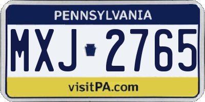 PA license plate MXJ2765