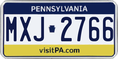 PA license plate MXJ2766