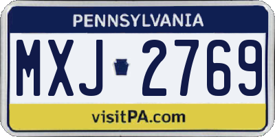PA license plate MXJ2769