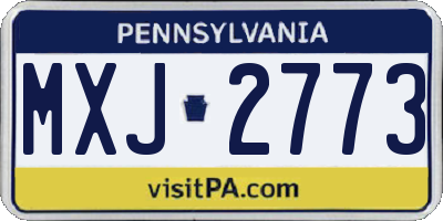 PA license plate MXJ2773