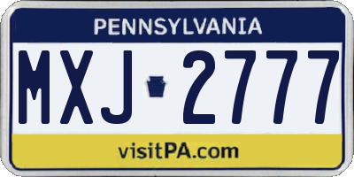 PA license plate MXJ2777