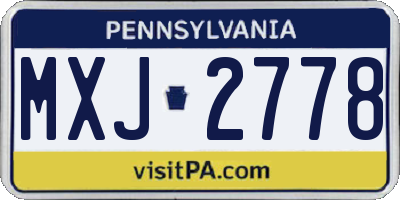 PA license plate MXJ2778