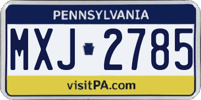 PA license plate MXJ2785