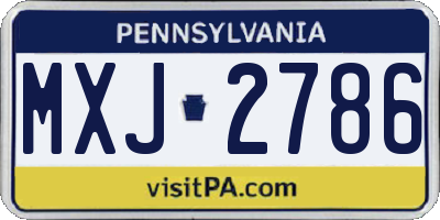 PA license plate MXJ2786