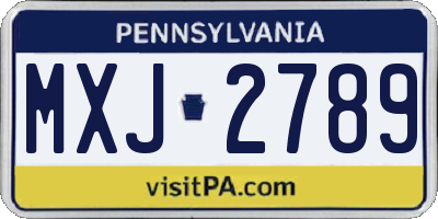 PA license plate MXJ2789