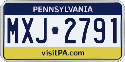 PA license plate MXJ2791