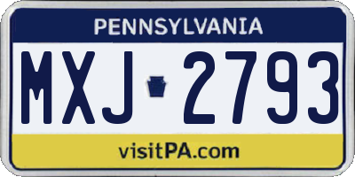 PA license plate MXJ2793