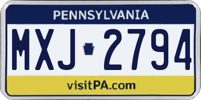PA license plate MXJ2794