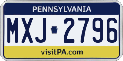 PA license plate MXJ2796