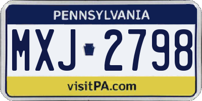 PA license plate MXJ2798