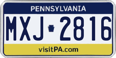 PA license plate MXJ2816