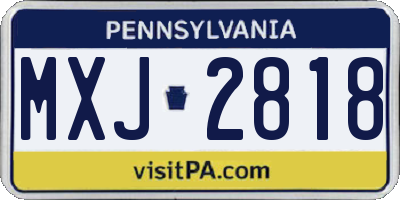 PA license plate MXJ2818
