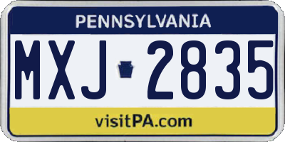 PA license plate MXJ2835
