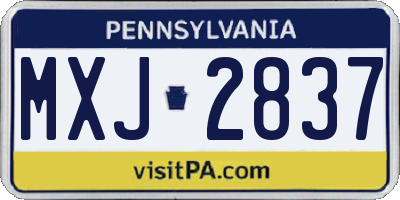 PA license plate MXJ2837