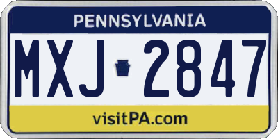 PA license plate MXJ2847