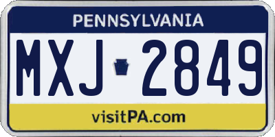 PA license plate MXJ2849