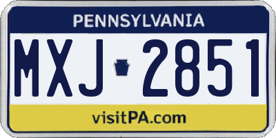 PA license plate MXJ2851