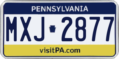 PA license plate MXJ2877