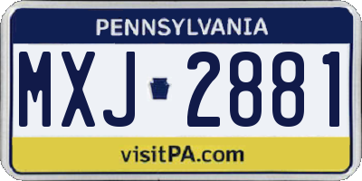 PA license plate MXJ2881