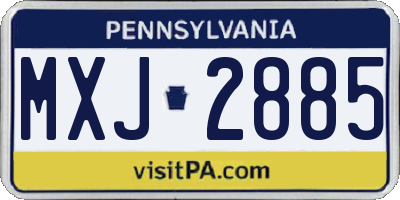 PA license plate MXJ2885
