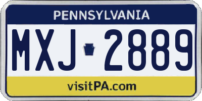 PA license plate MXJ2889
