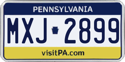 PA license plate MXJ2899