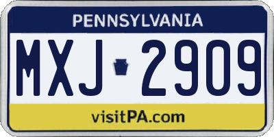 PA license plate MXJ2909