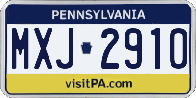 PA license plate MXJ2910