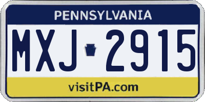 PA license plate MXJ2915
