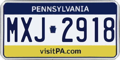 PA license plate MXJ2918