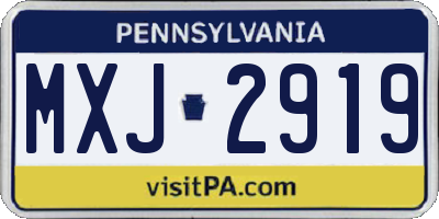 PA license plate MXJ2919