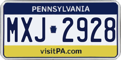 PA license plate MXJ2928