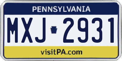 PA license plate MXJ2931