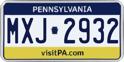 PA license plate MXJ2932