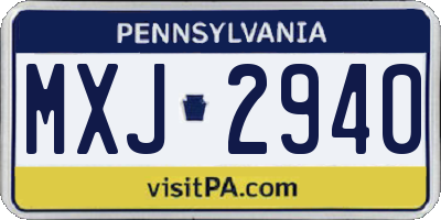 PA license plate MXJ2940