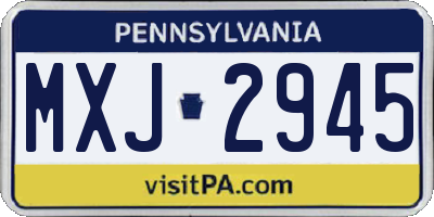 PA license plate MXJ2945