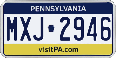 PA license plate MXJ2946