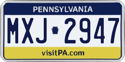PA license plate MXJ2947