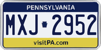PA license plate MXJ2952