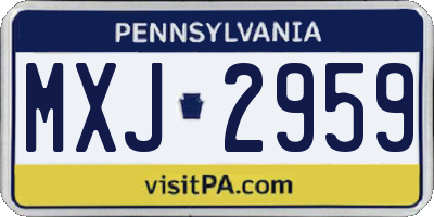 PA license plate MXJ2959