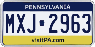 PA license plate MXJ2963